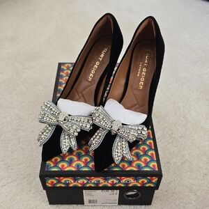 Kurt Geiger Black Heels with Sparkling Crystal Bow